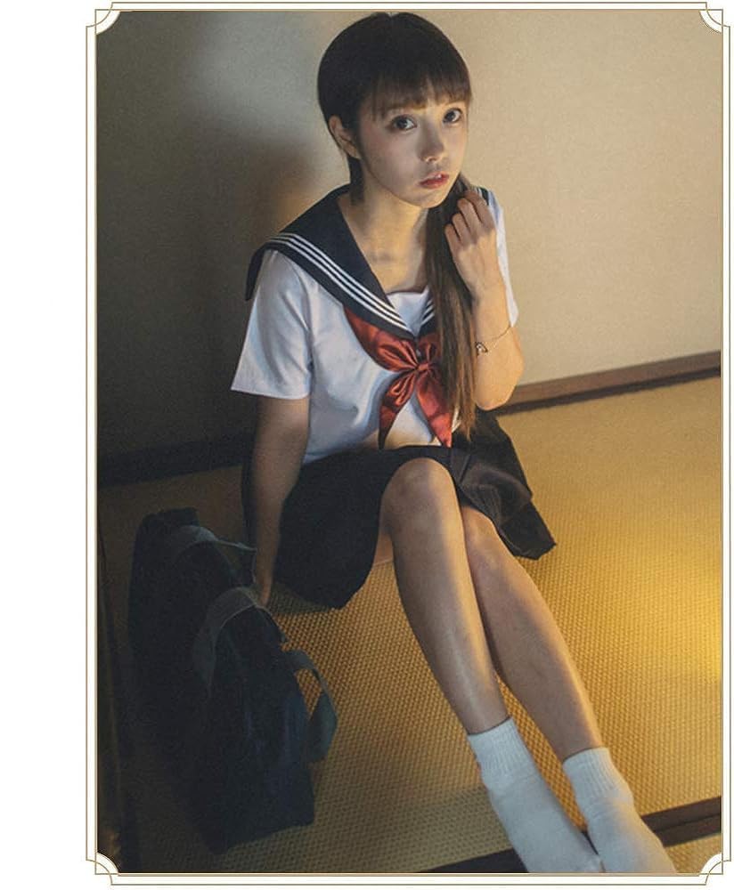 Matrosenanzug im japanischen Stil, 3-teiliges Set, weiß, Cosplay, Fotografie, Schuluniform