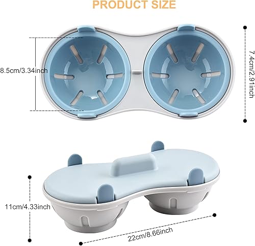 Miniatura 5 de Huevos escalfador microondas cocina huevos, 2 cavidades de silicona comestible doble drenaje poched, microondas huevo escalfador cocina utensilios