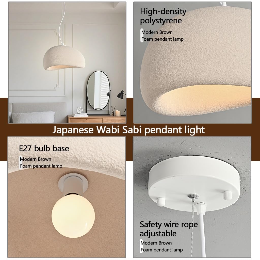 Nowoczesna Lampa Wisząca Do Salonu E27 Brązowa Żyrandol Japoński Lampy Sufitowe Styl Wabi-sabi Kształt Gniazda Ptasiego Stojak Oświetleniowy Wyspy Kuchennej Lampa Wisząca Stołu Jadalnego(A,60)