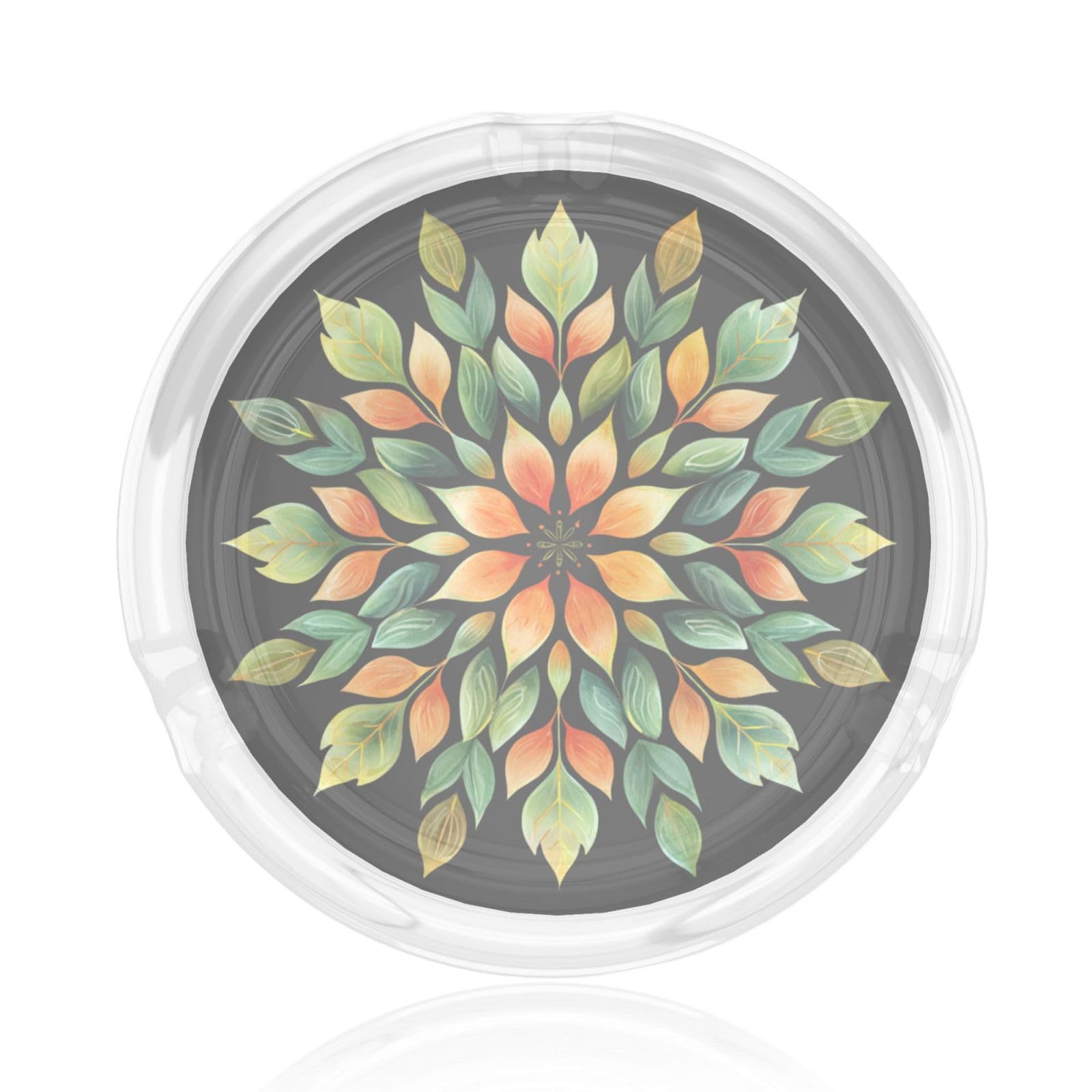 Watercolor Flower Leaves Glass Ashtray For Cigarettes Ash Trays Case For Home Office Decor