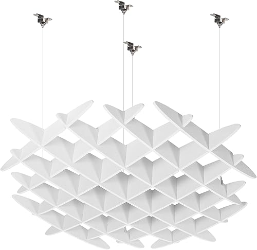 VIVO Panel acústico de gofres de techo, absorbente de sonido colgante hexagonal, lámpara moderna de reducción de ruido, blanco, PP-CW01W