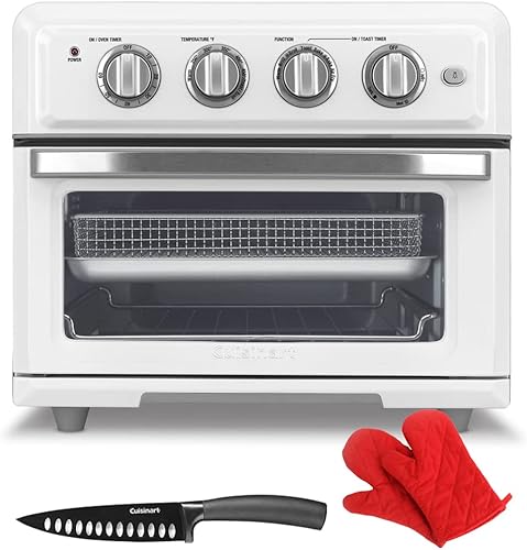 Cuisinart TOA-60W - Freidora de aire para horno de convección con color blanco claro con borde antiadherente clásico Cuisinart de 6 pulgadas
