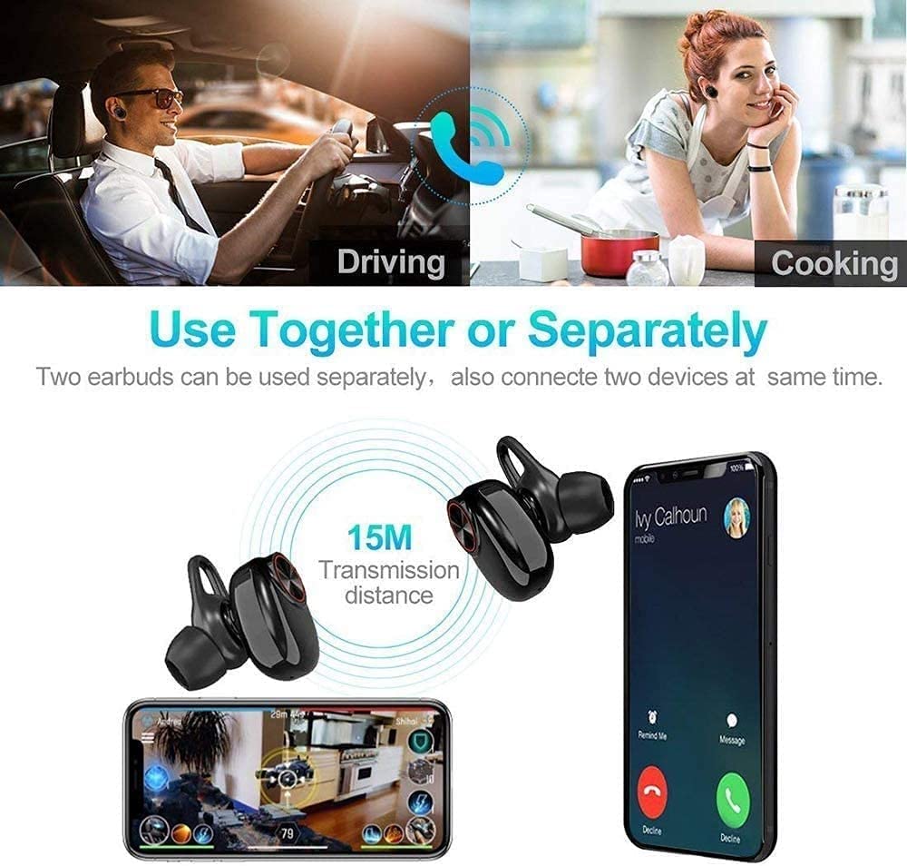 GeRRiT Veri auricolari wireless, isolamento acustico negli auricolari Auricolari sportivi invisibili, mini auricolari Bluetooth 5.0 Auricolari portatili Stereo, microfono integrato