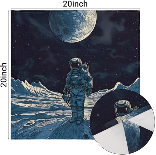 Miniatura 3 de Cloth Napkins Set of 6 Space Astronaut 20x20 Inch Cloth Napkins Universe Moon Washable Reusable Kitchen Dinner Napkins Table Decor for Wedding,