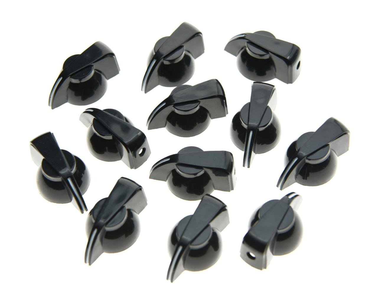KAISH 12pcs Flat Top Guitar Amplifier Knobs Effect Pedal Knob Chicken-Head Knobs Black