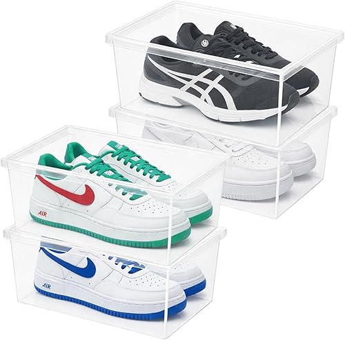 Miniatura 2 de Superio Caja de almacenamiento moderna para zapatos, paquete de 3 unidades, 6.5 cuartos de galón/6 litros, organizador de plástico apilable (13.5