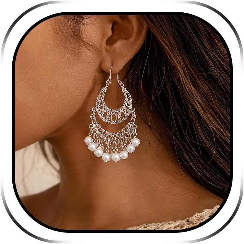 Gold Jhumka Earrings for Women Indian Inspired Dangle Earrings Boho Chandelier Statement Earrings Wedding Party Dress Jewelry Gift