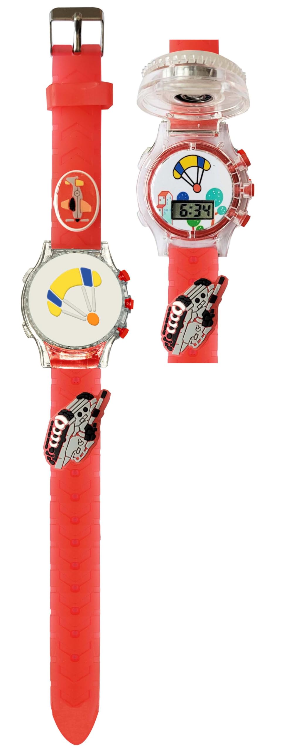 Dreamy Designs Space/Aero Soft Rubber Silicone Disco Light with Spinner Cartoon Cap Cover Digital Kids Non Breakable Wrist Watch - Pack of 1 (B0CQH4C6NL) Amazon Price History, Amazon Price Tracker