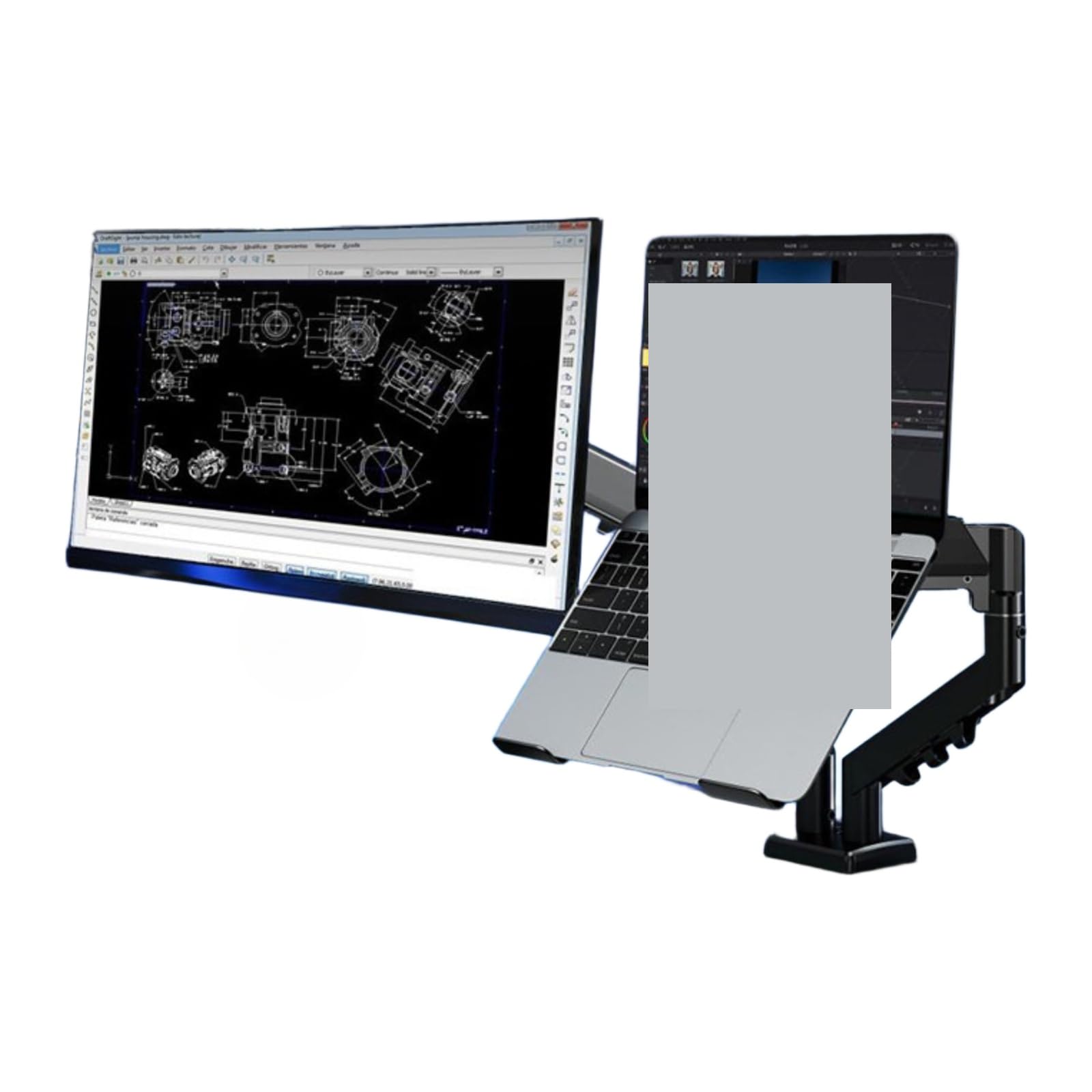 Base for Soporte de Monitor, Monitor Doble, Ajustable en Altura | Brazo articulado, Compatible con LCD/LED(Black dual monitor+tray)