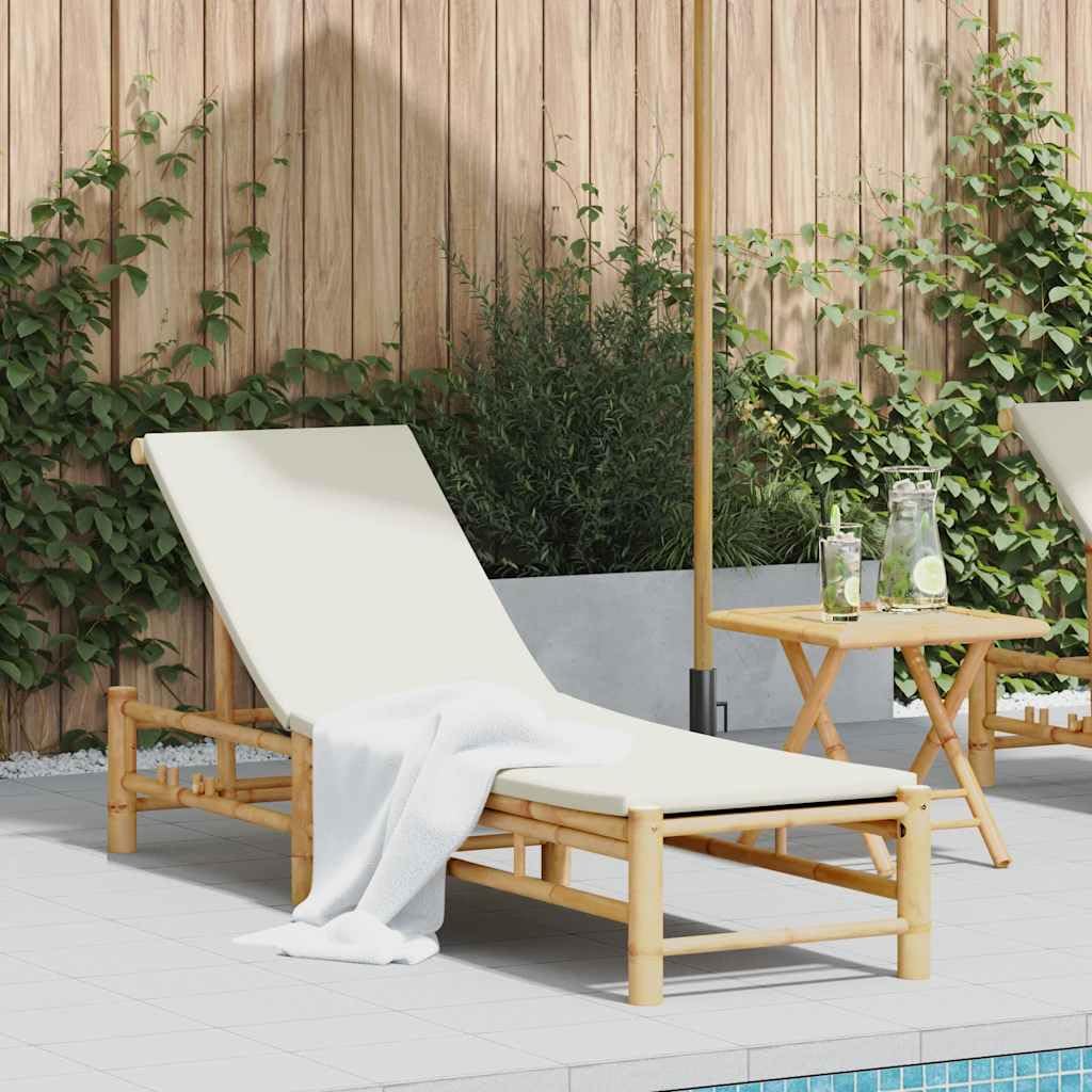vidaXL Transat avec Coussins 55 x 199 x 30 cm en Bambou