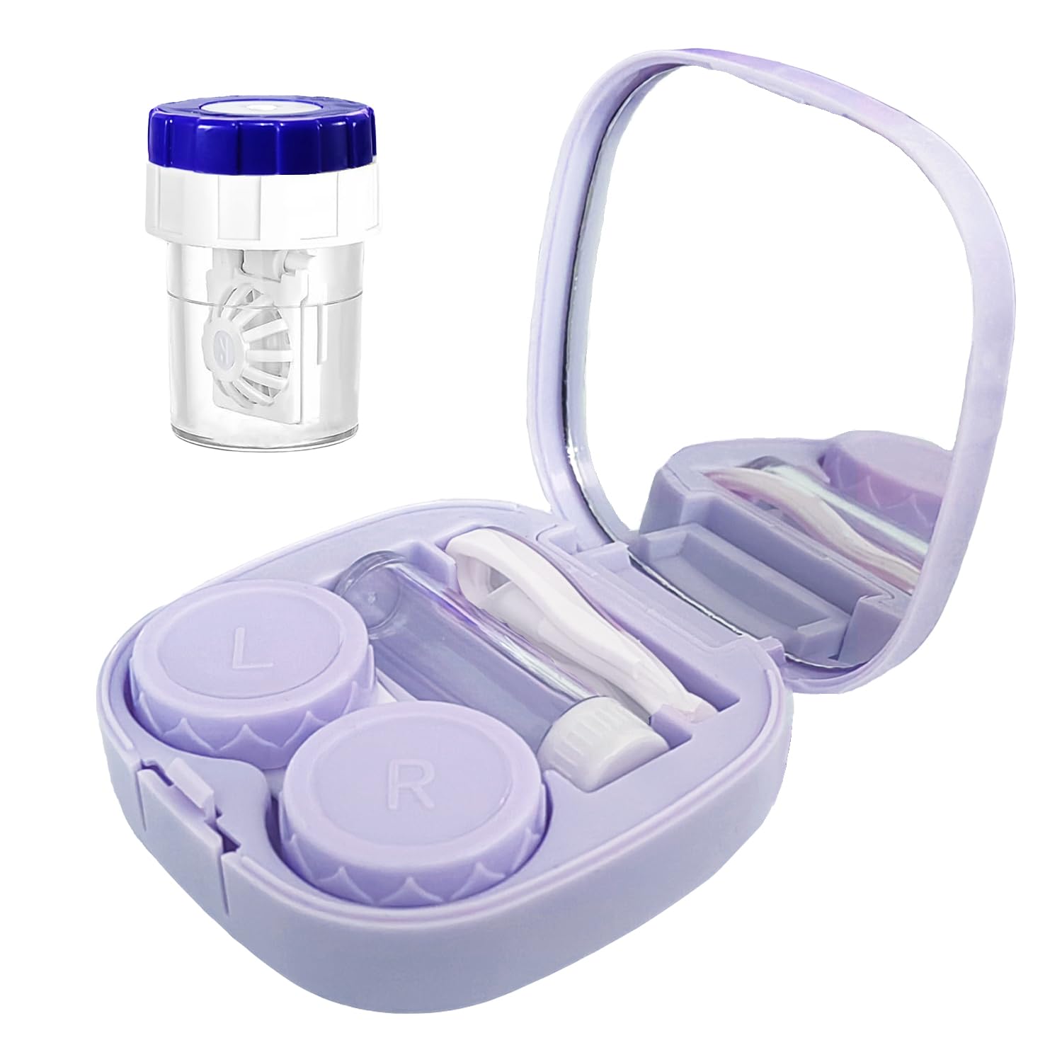 CADEVED Contact Lens Case Kit with Cleaner Washer, Contact Lenses Applicator Removal Tool Kit with Mirror Solution Bottle for Daily and Outdoor Use(