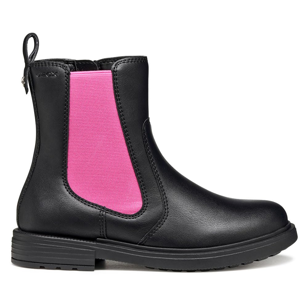 Geox Girls Jeclairgirl Ankle Boot, Black Fuchsia, 9 UK