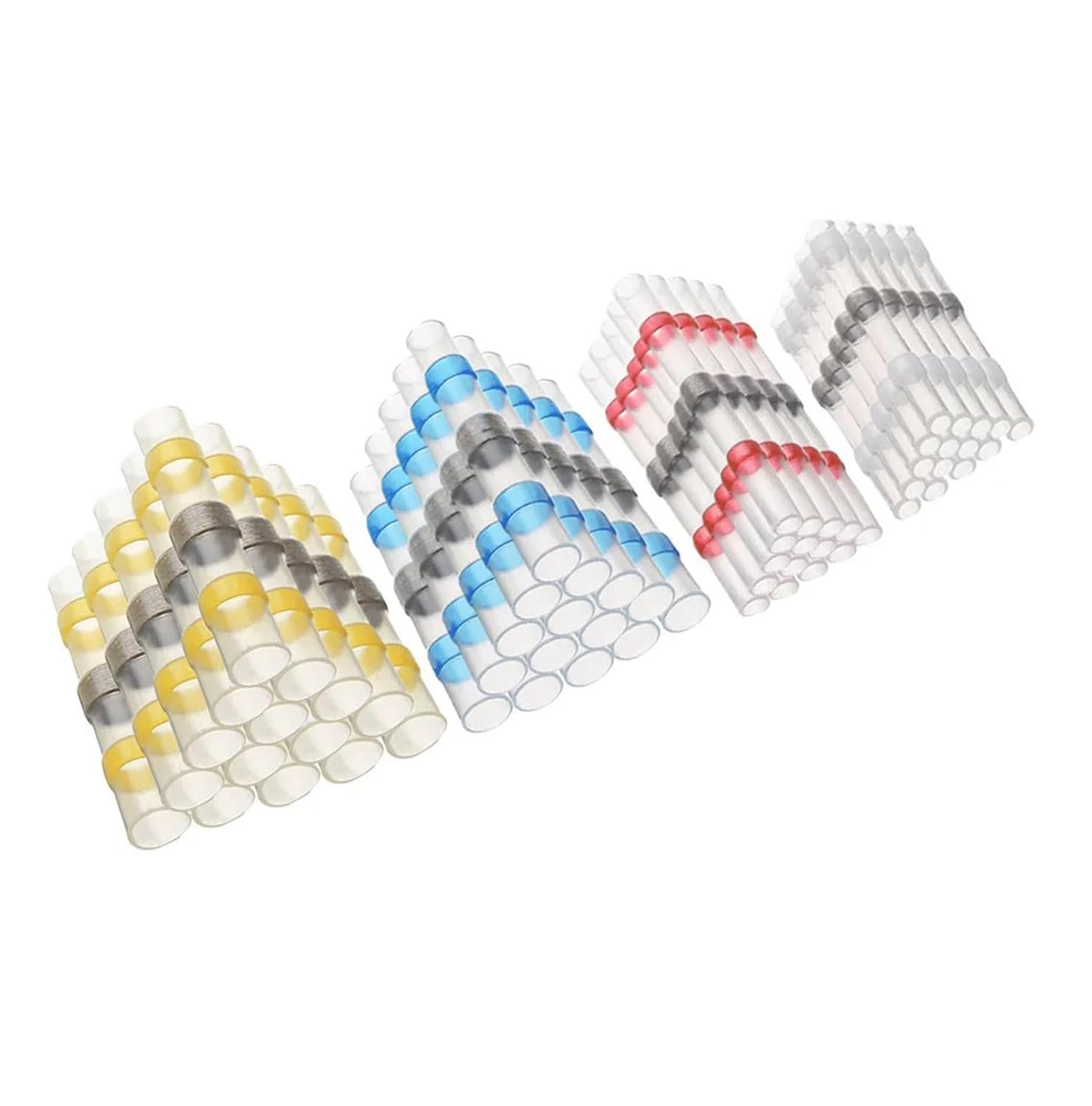 Heat Shrinkable Wire Connectors 5/10/100PCS SST21 Waterproof Sleeve AWG22-18 Butt Electrical Splice Tinned Solder Seal Terminal(White,100PCS)
