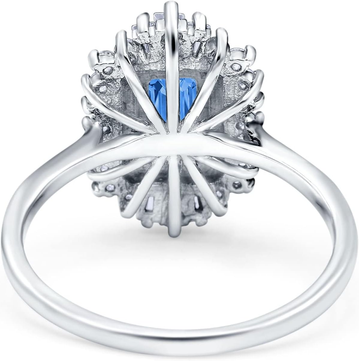 Blue Apple Co. Emerald Cut Vintage Art Deco Halo Wedding Bridal Engagement Ring Baguette Simulated Cubic Zirconia 925 Sterling Silver