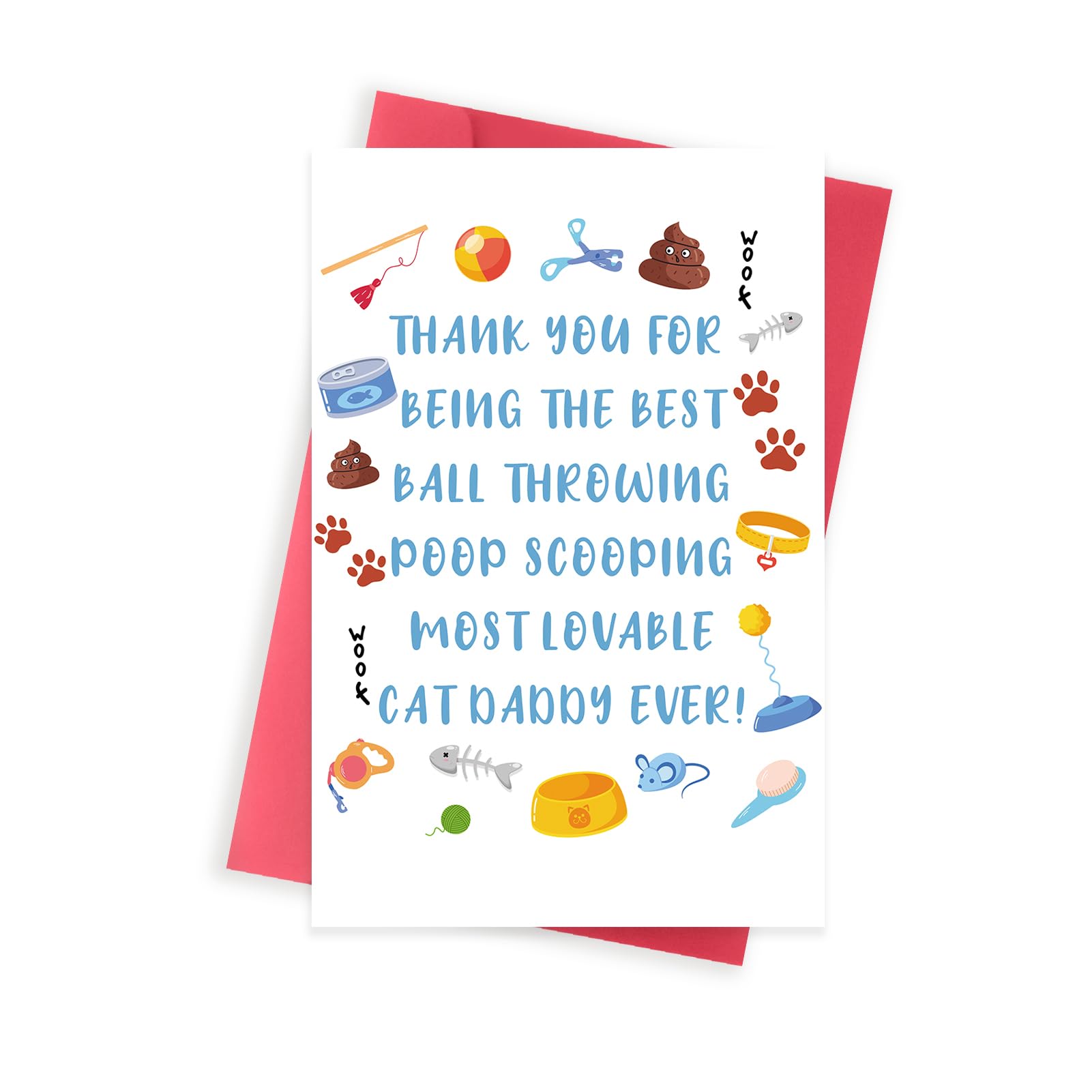 Huameigf Funny Father's Day Card for Cat Dad, Cute Fathers Day Gift from Cat, Happy Birthday Card Gift for Cat Owner, Cat Dad Gifts for Men