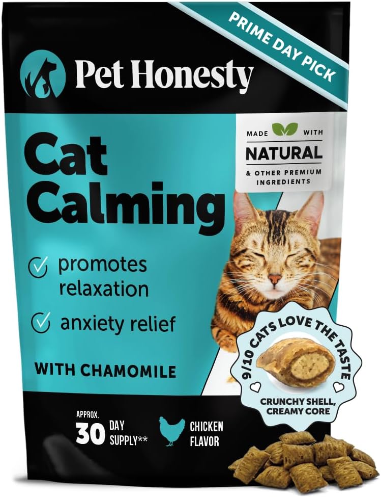 Calming Chews for Cats – Cat Anxiety Relief + Helps Reduce Stress – Behavioral Support & Promotes Relaxation for Travel, Boarding, Vet Visits, Separation Anxiety – Chicken (30-Day Supply)