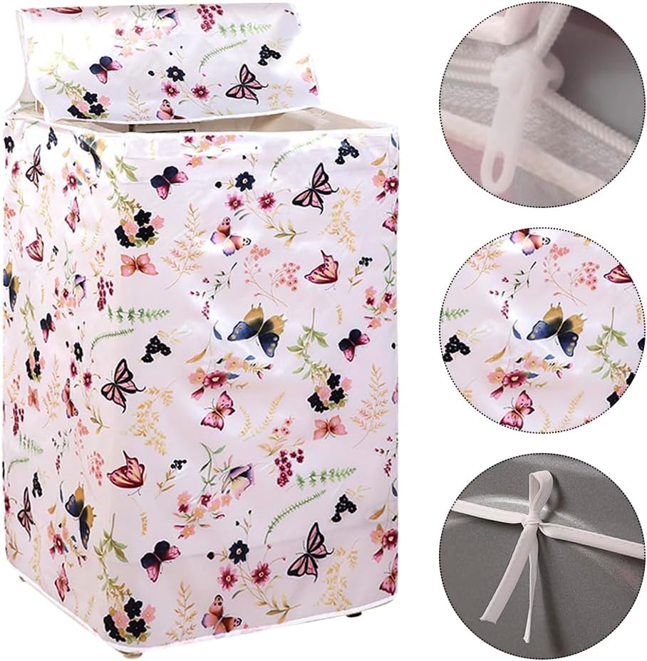 Washing Machine Cover, Waterproof Washing Machine Dust Proof Cover Butterfly Zipped Washing Machine Dust Cover for Fully Automatic Top Load Washer/Dryer