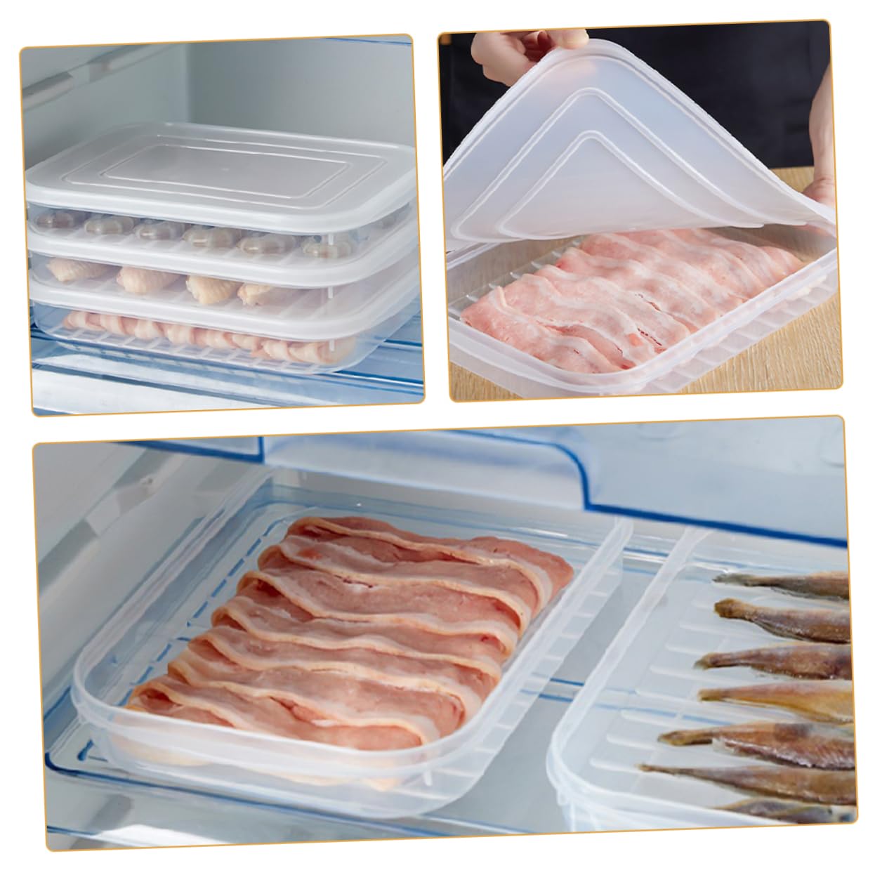IMIKEYA 8pezzi Contenitori Per Conservazione Alimenti Con Coperchio Ermetico Scatole Trasparenti Per Frigo Per Pesce e Di Mare Organizzatori Per Cucina e Frigorifero