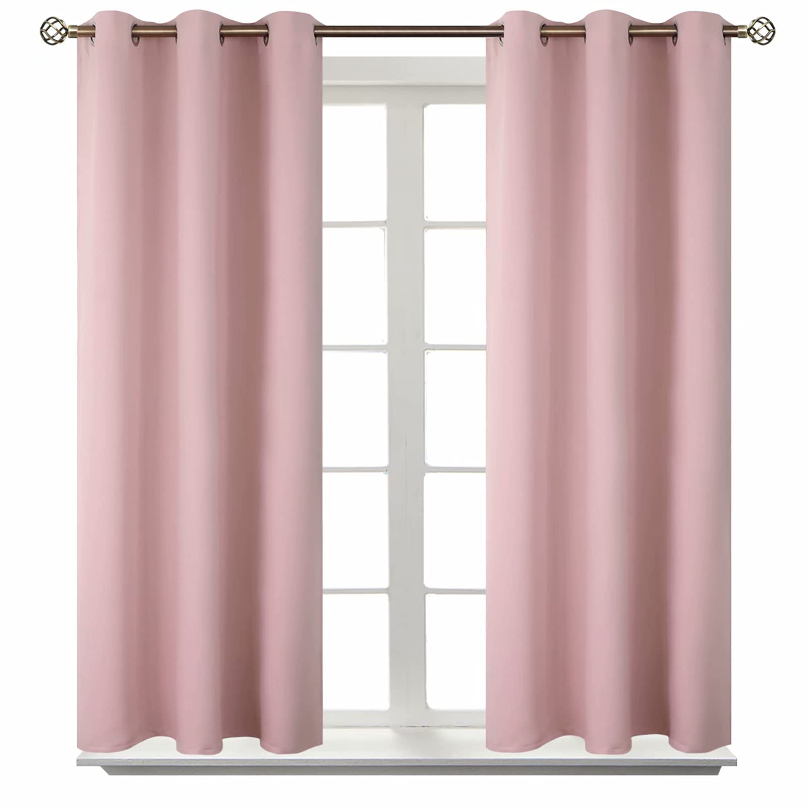 BGment Room Darkening Curtains 54 Inches Long - Grommet Thermal Insulated Drapes Window Treatment Curtains for Bedroom, 2 Panels, 38 x 54 Inch, Baby Pink