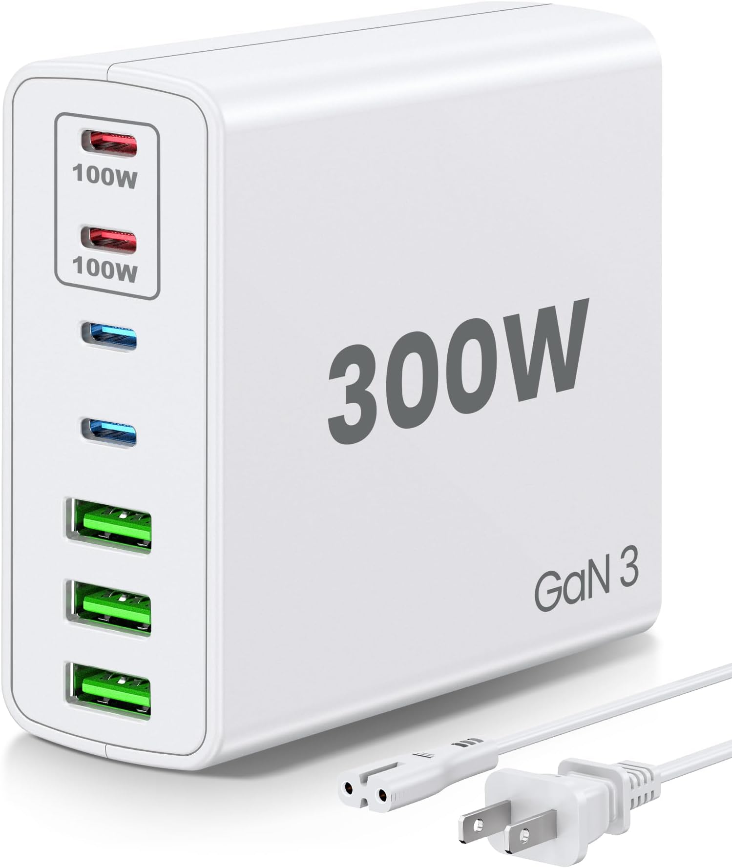 USB C 300W Fast Charging Station – 7-Port Hub with Dual 100W PD Ports for MacBook Pro, Dell, HP, iPad, iPhone, Samsung Galaxy, Android Devices – Universal Power Adapter for Laptops, Tablets, Phones