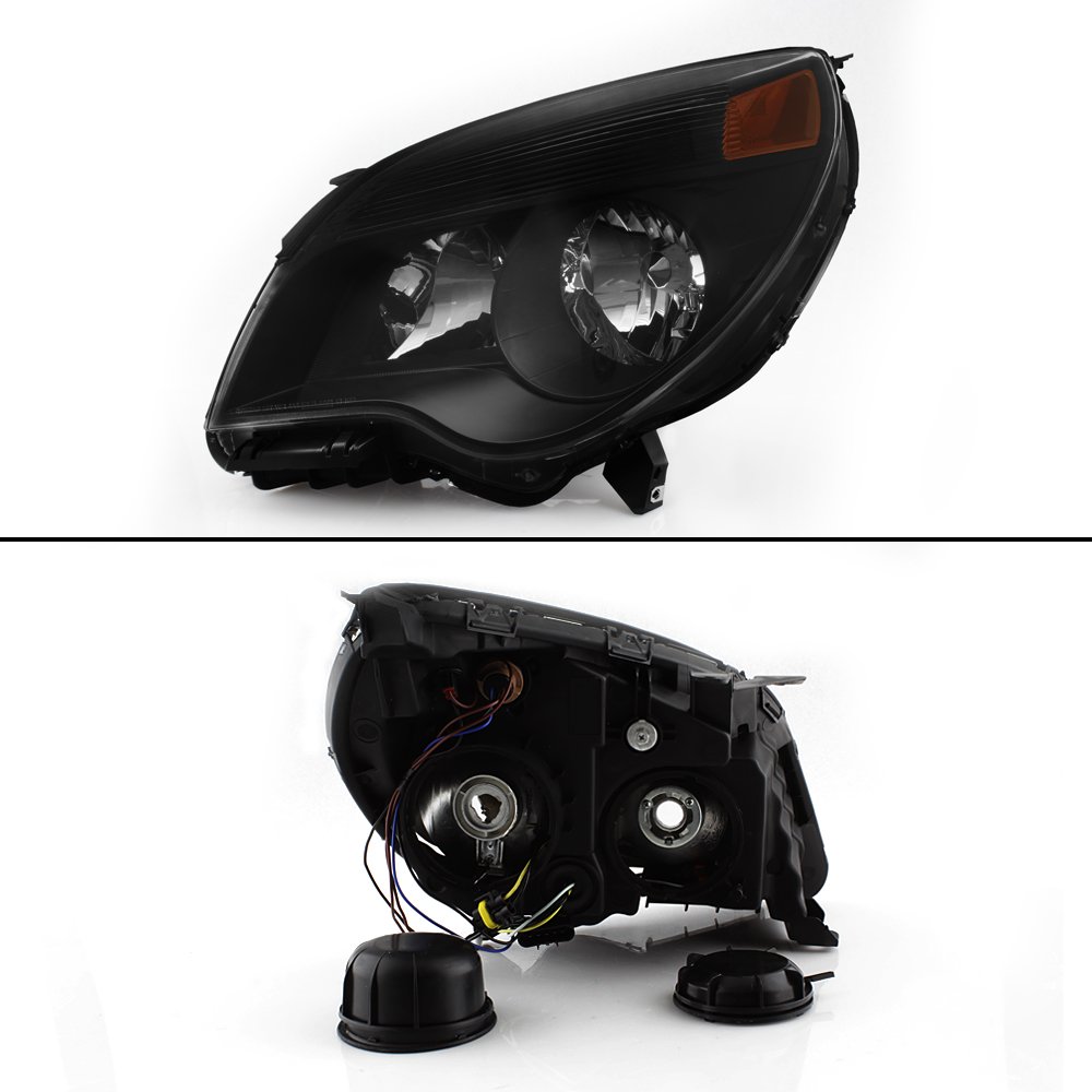 AKKON - For 2010-2015 Chevy Equinox Halogen Type Black Bezel Headlight Lamp Replacment L+R