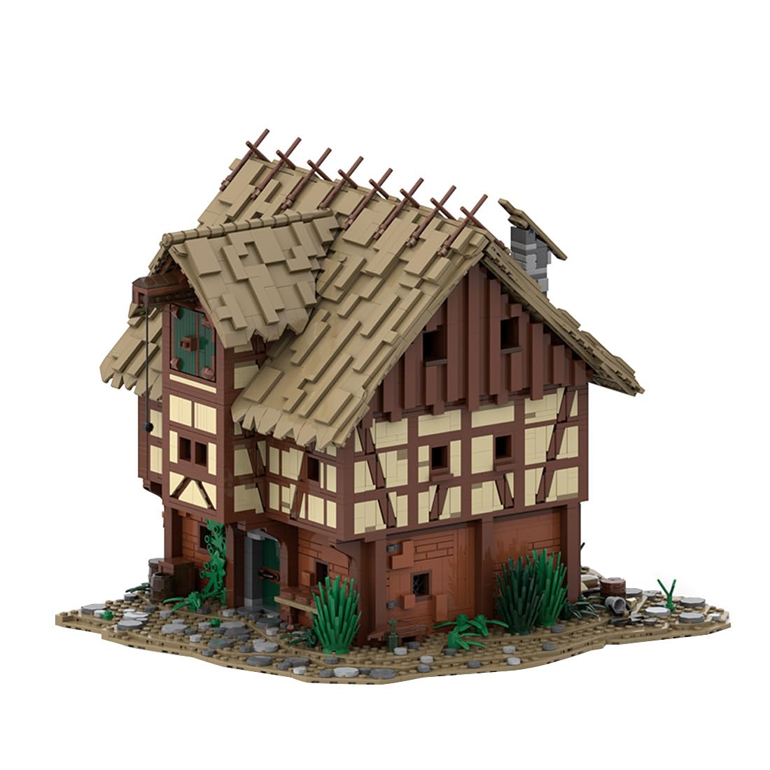 Klemmbausteine Mittelalterlicher Taylorsgreen Dorf Bäckerei Set, 4645 Teile Mittelalterliches Architecture Haus Gebäude Set