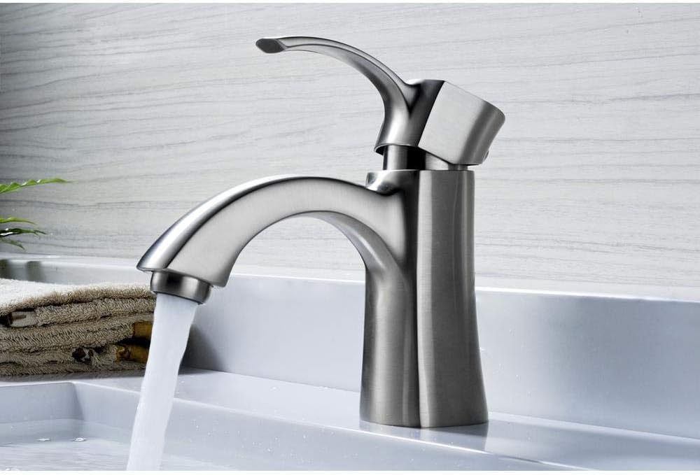 Brushed Nickel Single-Handle Bathroom Faucet with Drain Assembly