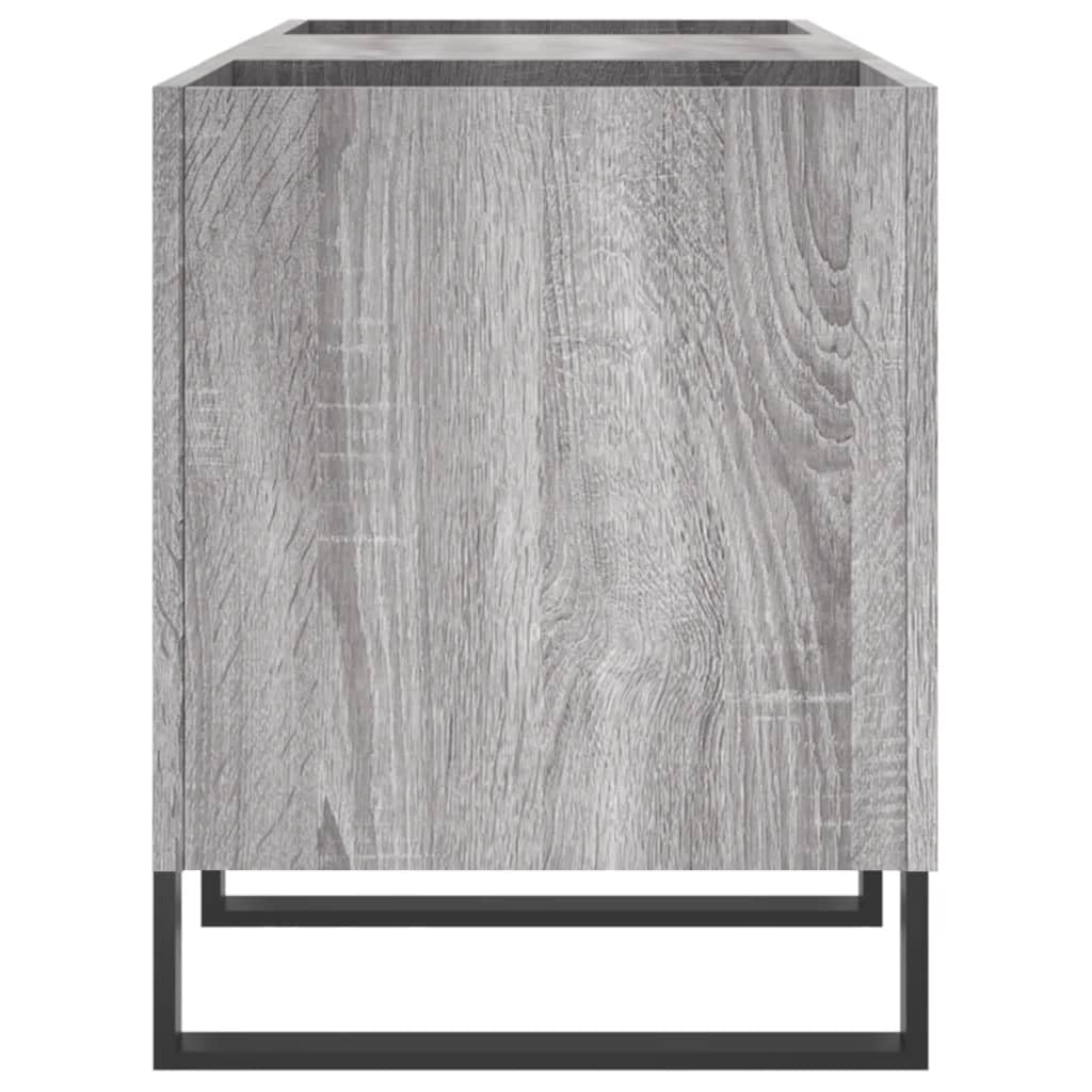 Fengshui Szafka panelowa szara Sonoma 121 x 38 x 48 cm materiał drewnopochodny | Stabilna górna płyta do gramofonu, żelazne nogi, styl industrialny, dużo miejsca do przechowywania dla LP