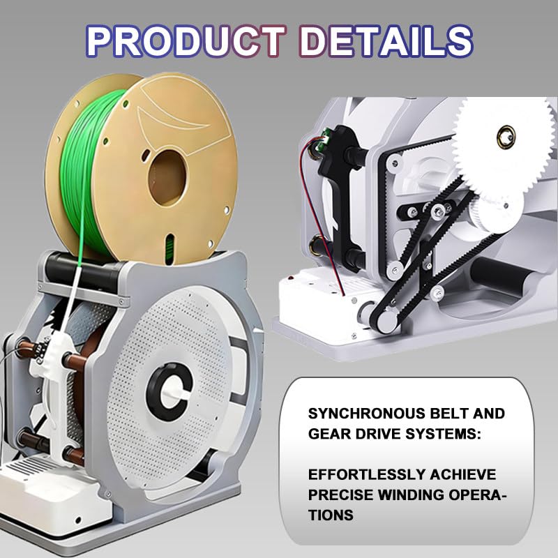 Elektryczna przewijarka, Auto Start Stop Spool Winder dla 1kg Reels, Stalowa rama, Bezplątany transfer do drukowania 3D, Przewód spawalny, Gwint do szycia