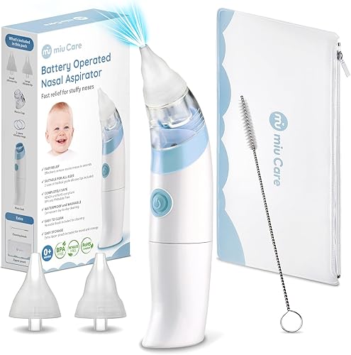 miu Care Aspirador nasal para bebé, succión de nariz eléctrica para bebé, ventosa de nariz de bebé, funciona con pilas, aspirador nasal para niños