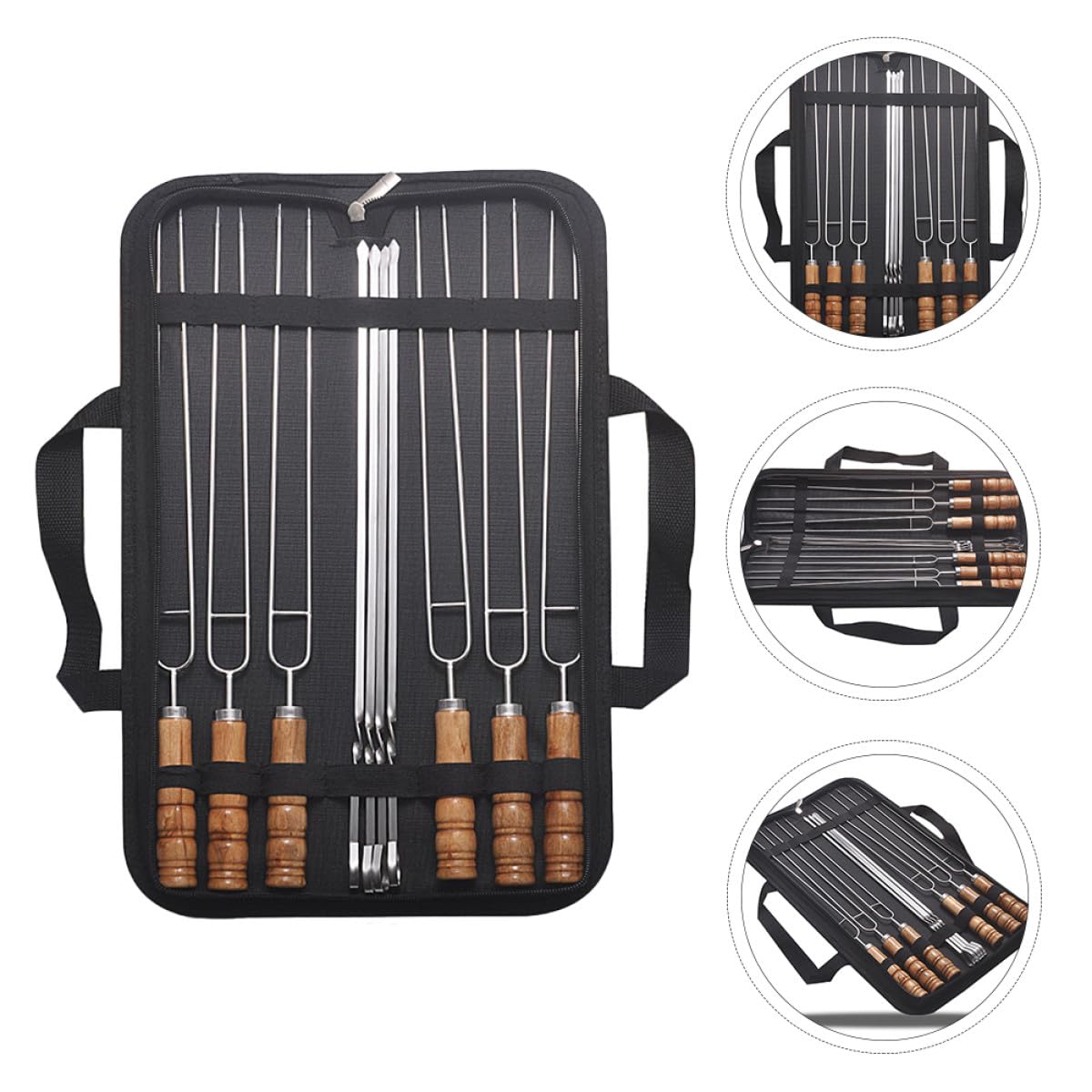 Toyvian Pinchos Morunos de Acero Inoxidable 10 Unidades Mango Ergonómico para Barbacoa Accesorios para Cocinar al Aire Libre