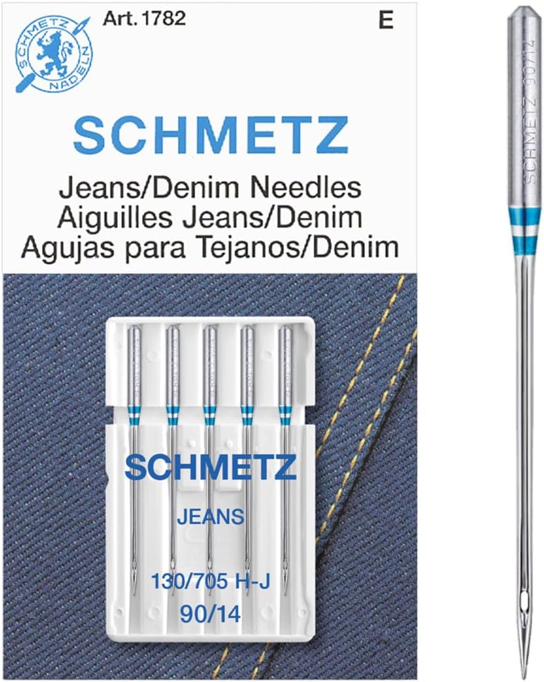 SCHMETZ Jean & Denim Sewing Machine Needles - Precision Needles for Heavy Fabric, Size 90/14, 5-Needle Cards, Pack of 10
