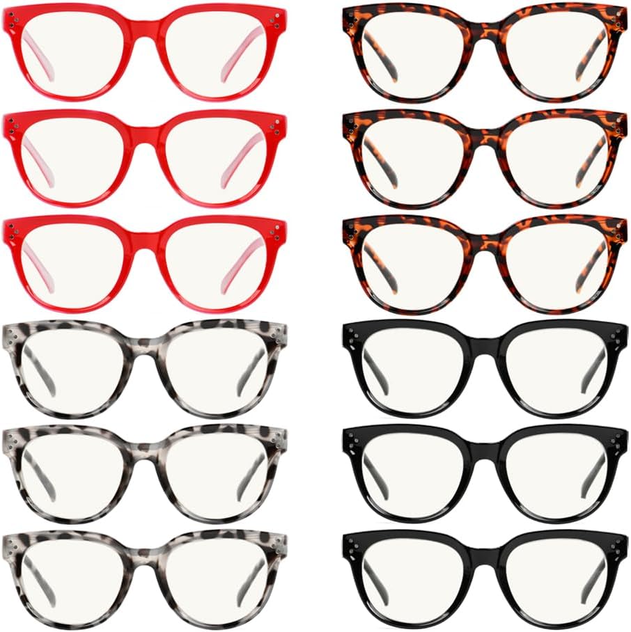 Eyekepper 4-Pack Progressive Multifocus Reading Glasses Blue Light Blocking Stylish Women No Line Multifocal Readers