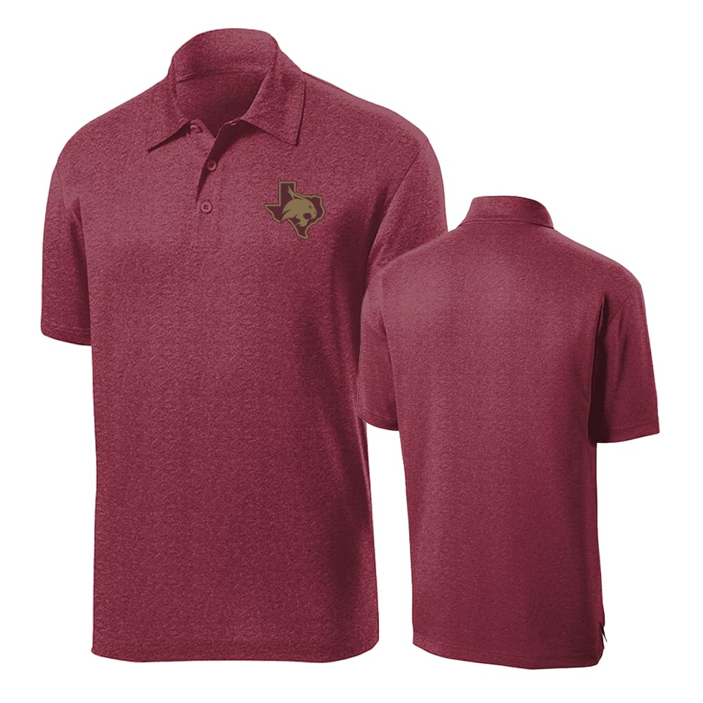 Sport Your Gear Texas State Bobcats Lightweight Moisture-Wicking Breathable Team Spirit Performance Golf Polo Officially Licensed NCAA Apparel Graphite Heather Short Sleeve Medium