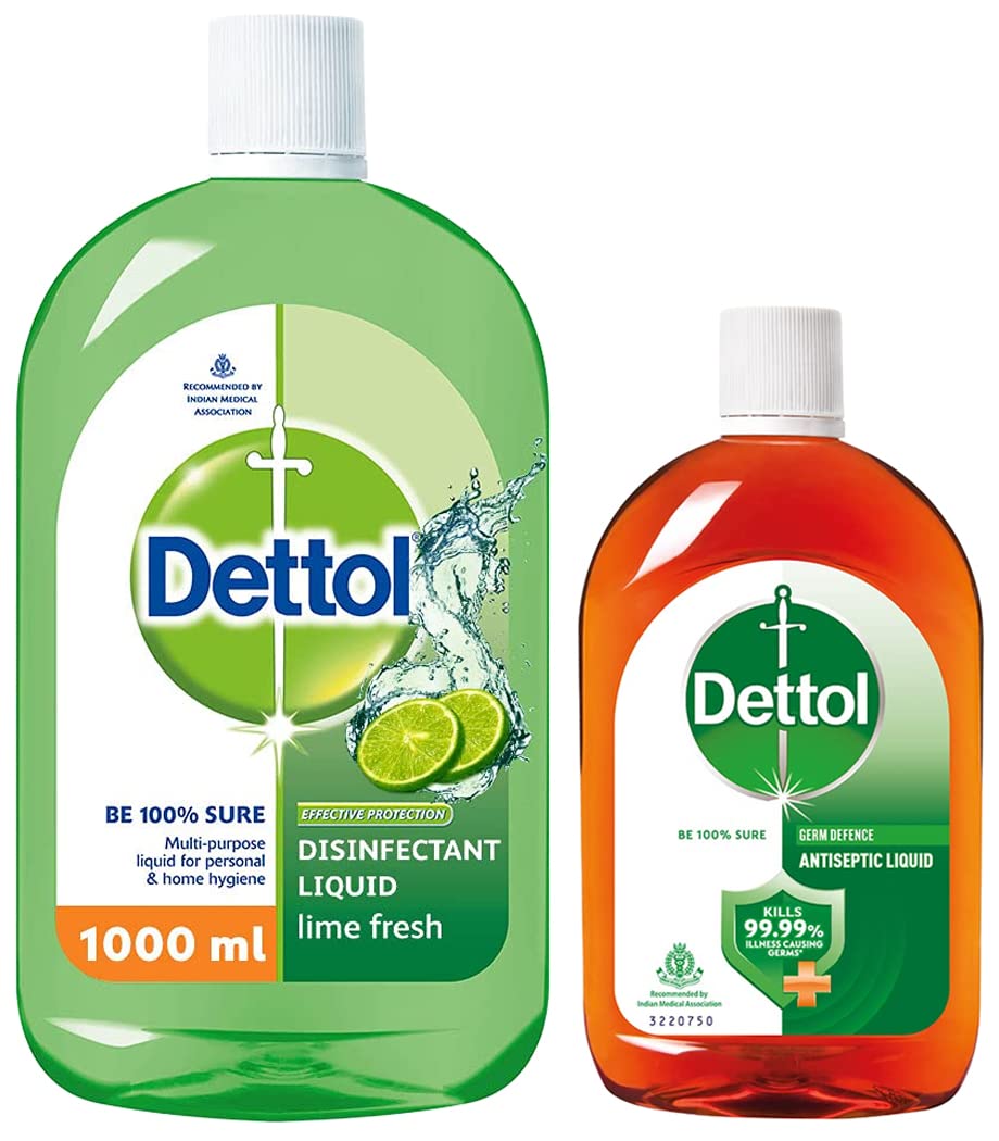 Dettol Liquid Disinfectant for Floor Cleaner (Lime Fresh , 1L) & Dettol Antiseptic Liquid for