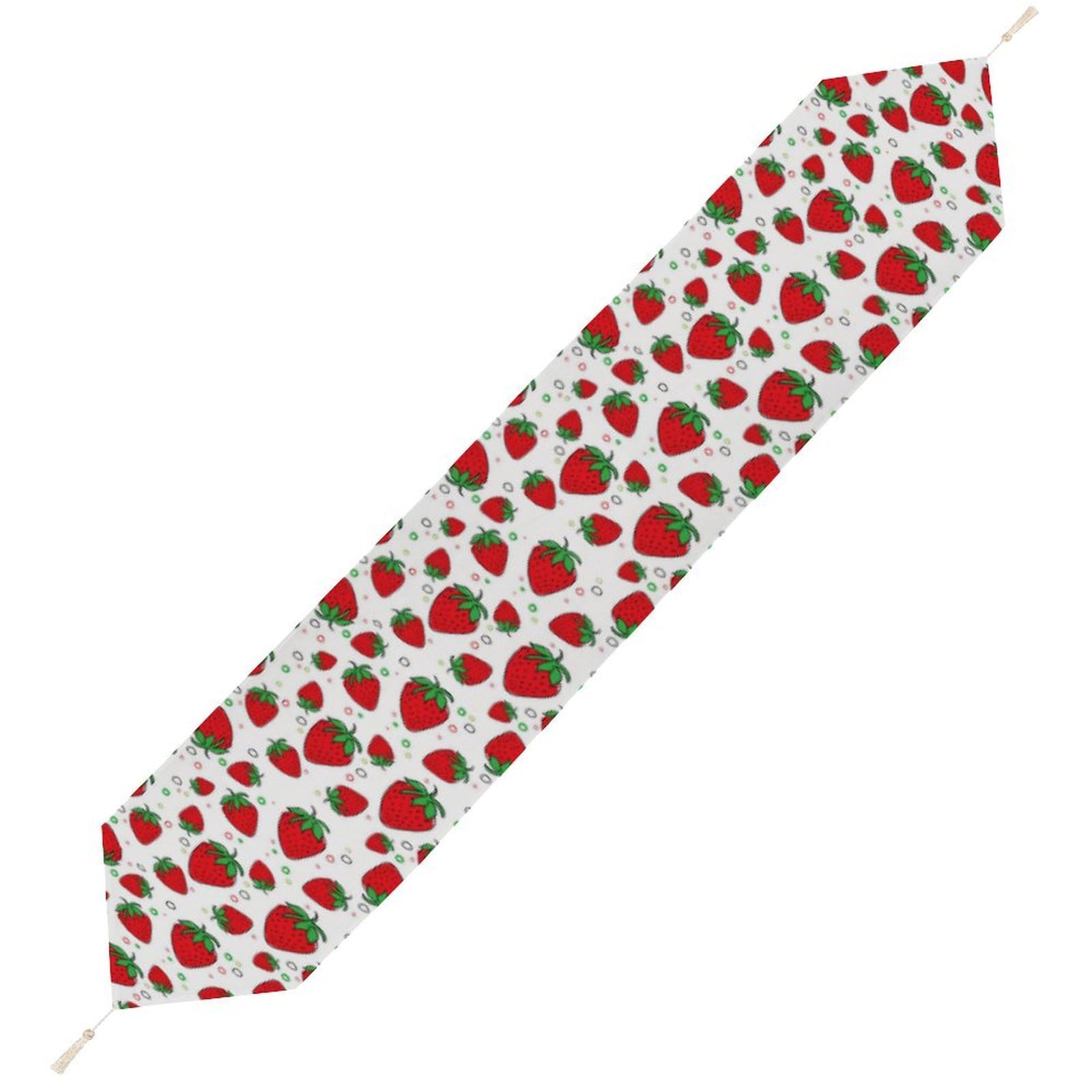 JZemdybill 229*33cm Table Runner with Tassel, Strawberry Table Runner, Table Decoration for Kitchen, Party, Restaurant