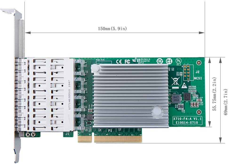 🛒 Crazy Deals 10Gb SFP+ PCI-E Network Card NIC, Compare to Intel X710-DA4, with Intel XL710-BM1 Chip, Quad SFP+ Port, PCI Express 3.0 X8, Ethernet Converged Network Adapter Support Windows Server /Linux/VMware