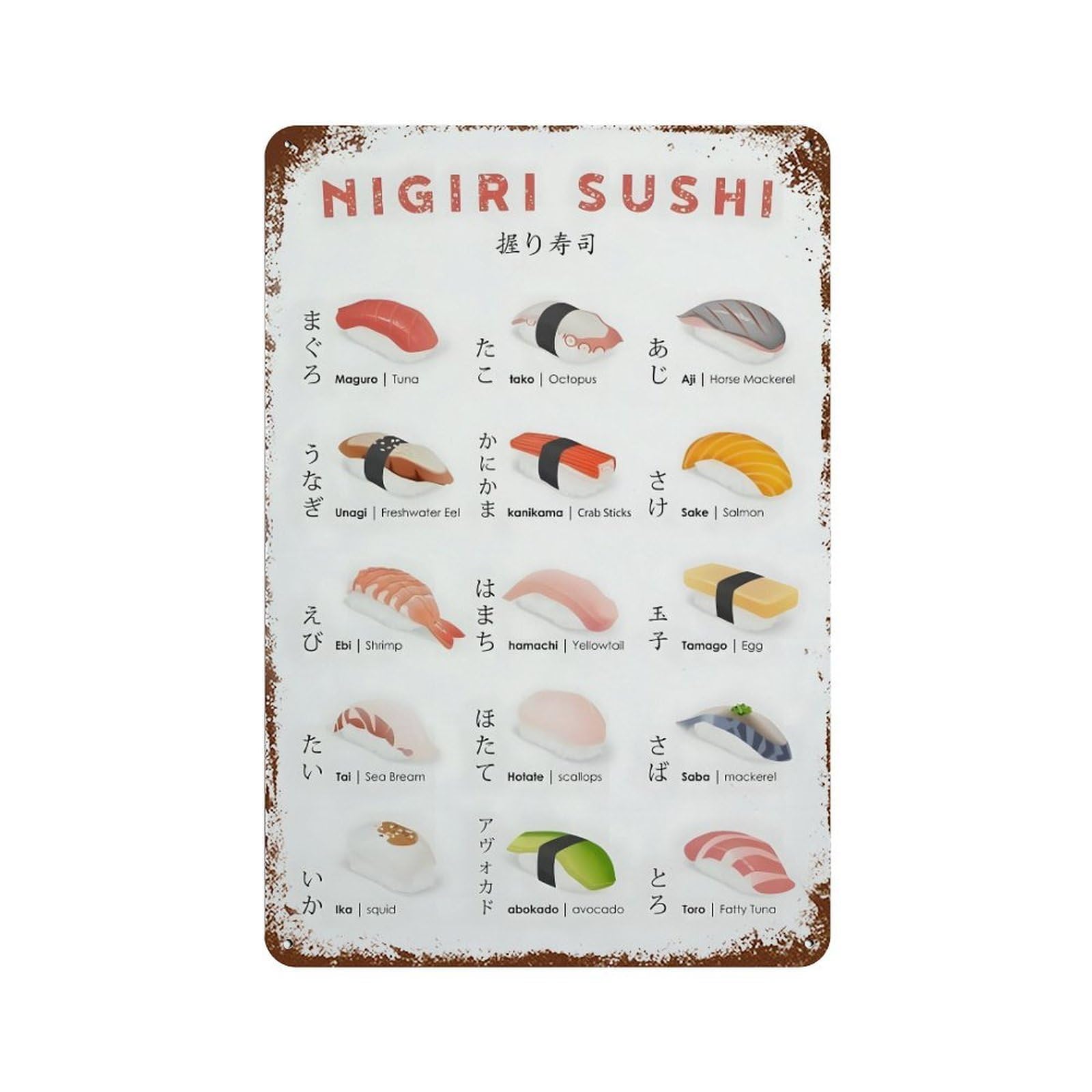 xiaoxiaoshen Sushi Lover Nigiri Sushi Wall Decor Art Metal Tin Poster Modern Home Decor Art Home Bar Shop Decorations Vintage Sign 30x20cm