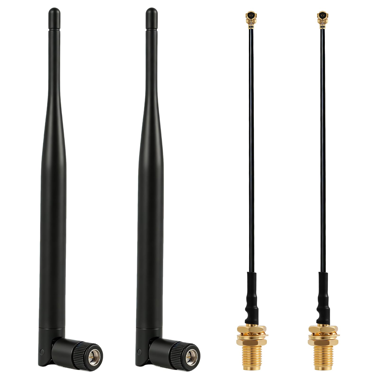 Lot de 2 adaptateurs d'antenne LoRa 868 MHz 5 dBi Gain Omnidirectionnel SMA mâle avec SMA femelle Câble adaptateur d'antenne pour carte OLED Meshtastic ESP32 LoRa avec rallonge IPEX de 15 cm