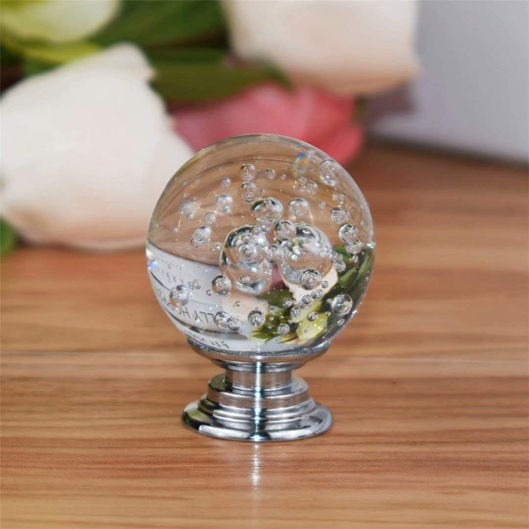8 Piezas de 30 mm, Perilla de Cristal de Bola Transparente y Bonita, Tirador de cajón Decorativo para Muebles, Armario, cajón, Armario, tocador, Cocina y bebé, niños, decoración de Muebles para ni