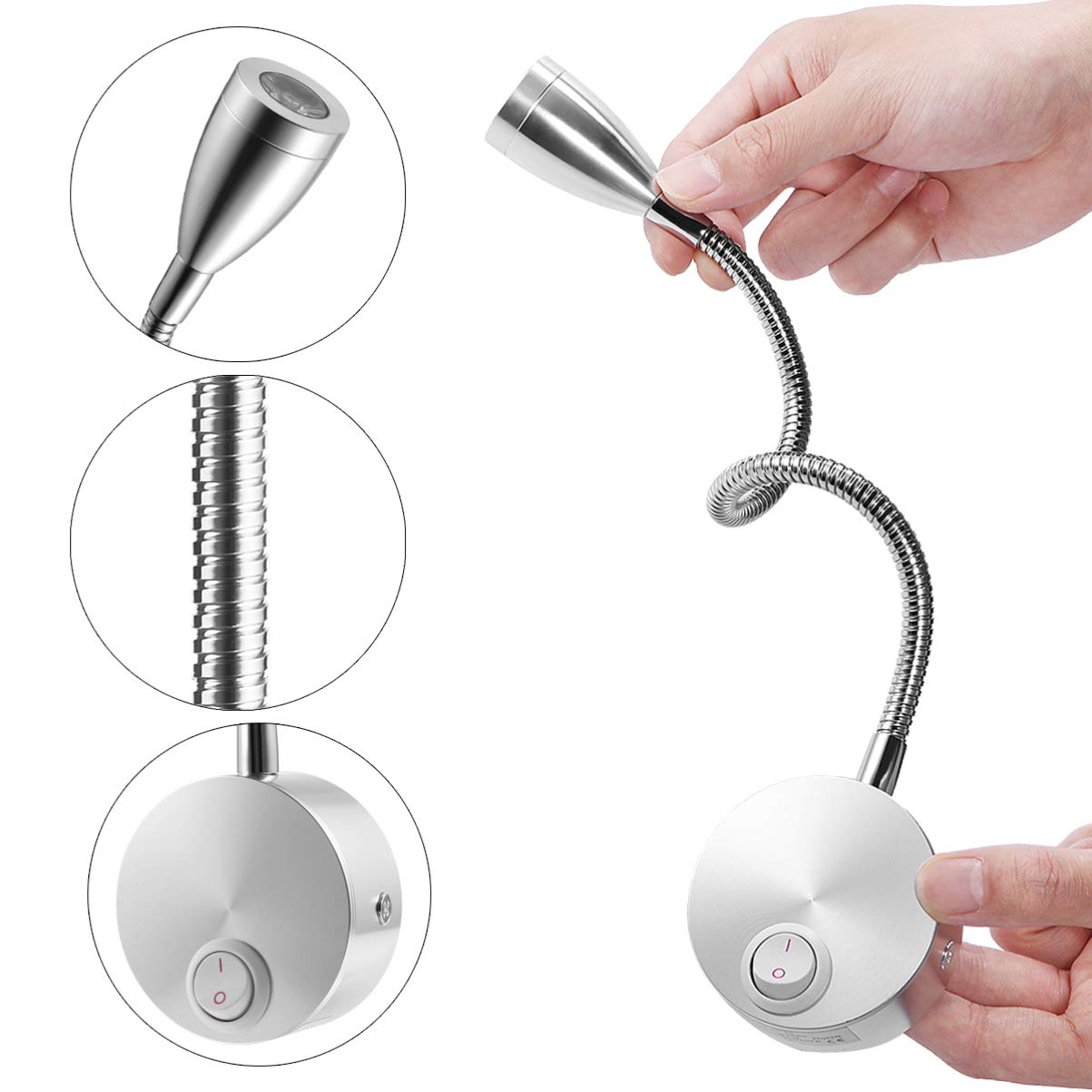 EXCEART 1pièce Applique Murale Led Flexible Degrés Avec Bras Rotatif Lampe De Chevet À Éclairage Chaud Pour Lecture Et Décoration De Chambre
