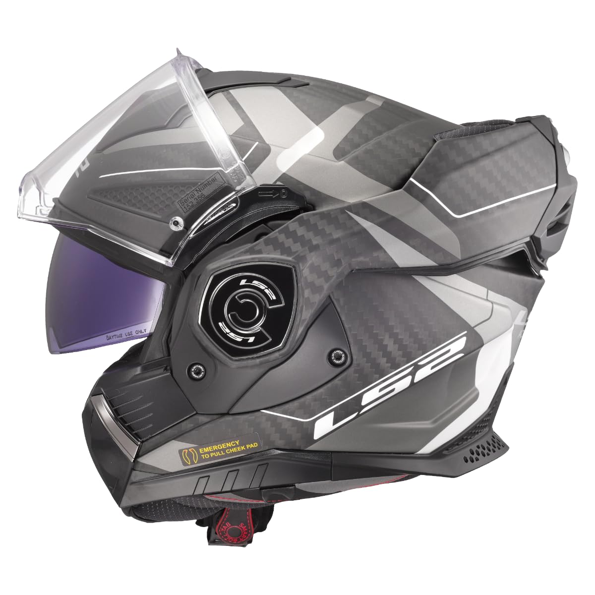 LS2, Casco Moto Modular ADVANT X CARBON HORIZON Matt Silver Grey, XXL
