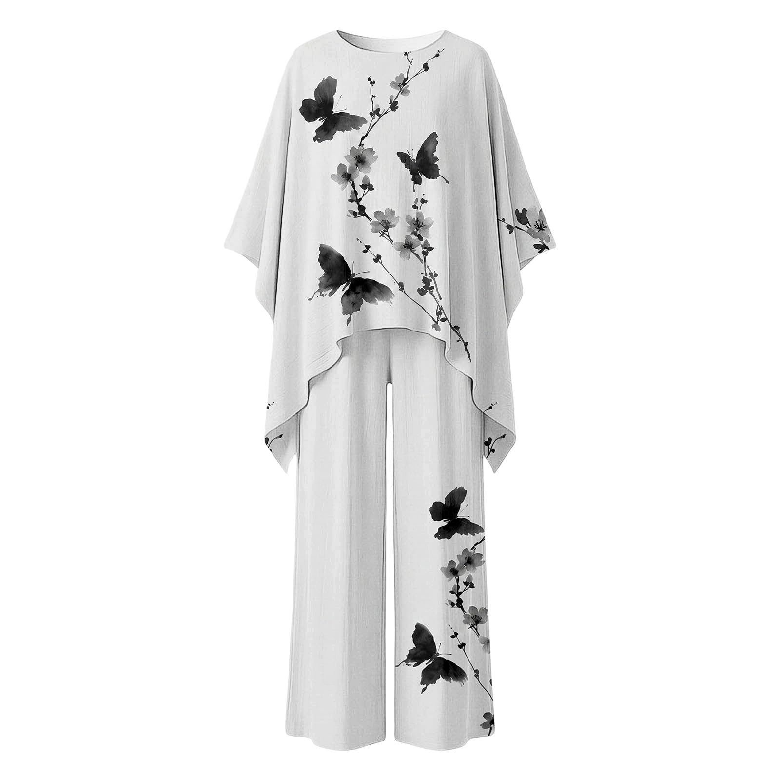 Generisch 2026 Boho-Print-Langarmshirt weite Hose – Elegantes florales Designer-Jumpsuit-Ensemble für modische Anlässe