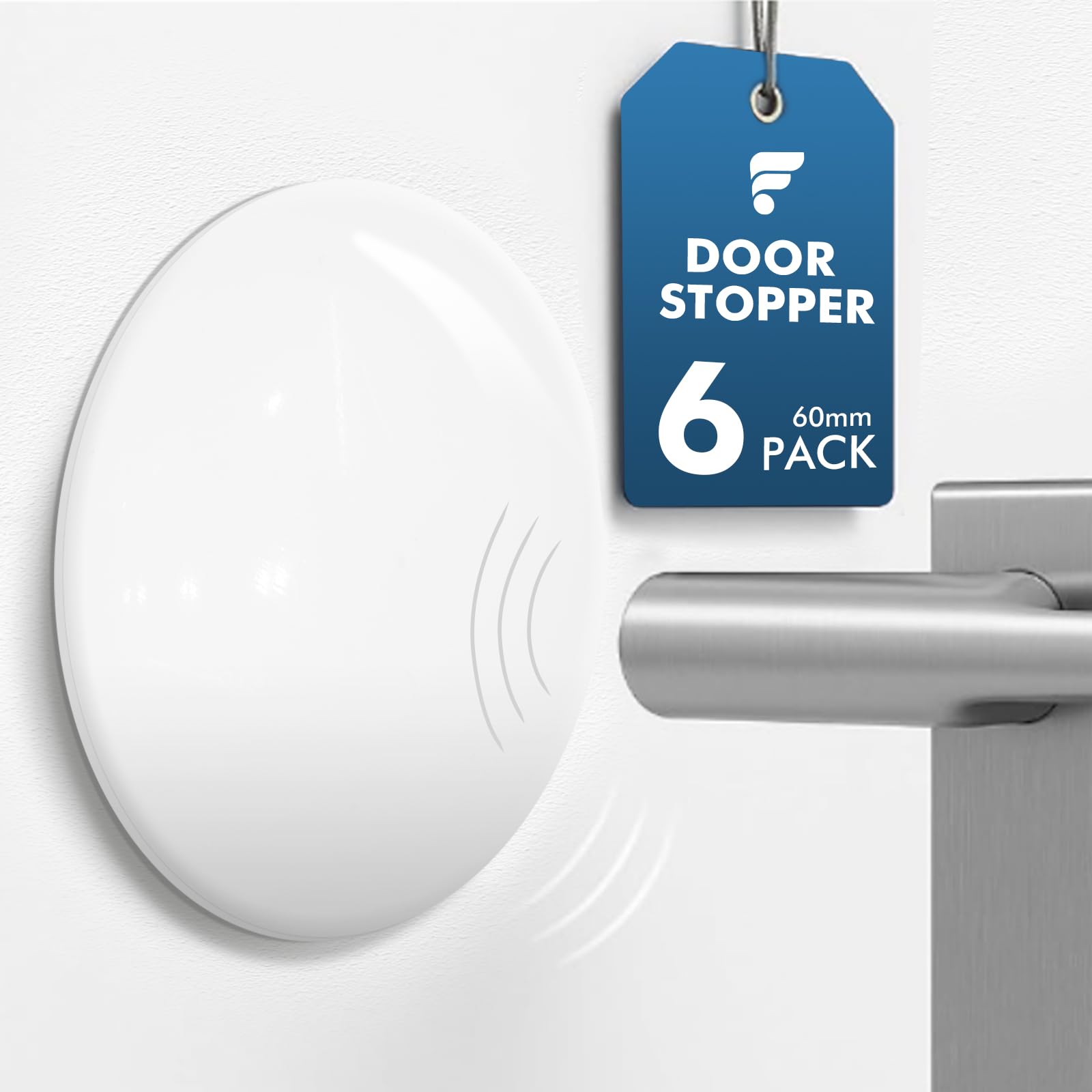 shinfly Türstopper Wand Selbstklebend Weiß, 6 Stück 60x8 mm Türklinkenpuffer, Door Stopper für Verschiedene Oberflächen, Wandtürstopper, Türgriffschutz bei Wänden, Vermeidet Effektiv Lärm