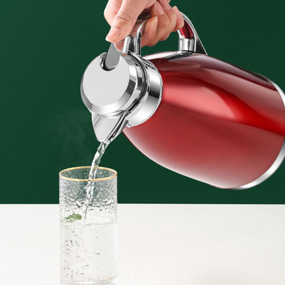 TOYANDONA Bouteille D'eau Isotherme et Grosse Capacité 2,3l en Acier Inoxydable Poignée, Double Paroi Isolante Facile à Utiliser pour Maison et Bureau