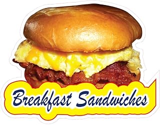 Custom Food Truck Decals Breakfast Sandwiches Food and Beverage Concession Concession Sign 10 in on Longest Side Design Only