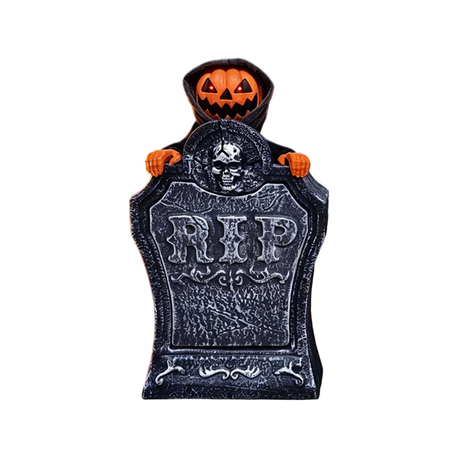 Buxuaaaa Pumpkin Scary Moving Grave Stone With Sound And Light Effect For Themed Parties Realistic Halloween Decorating Tool Animated Halloween Decoration