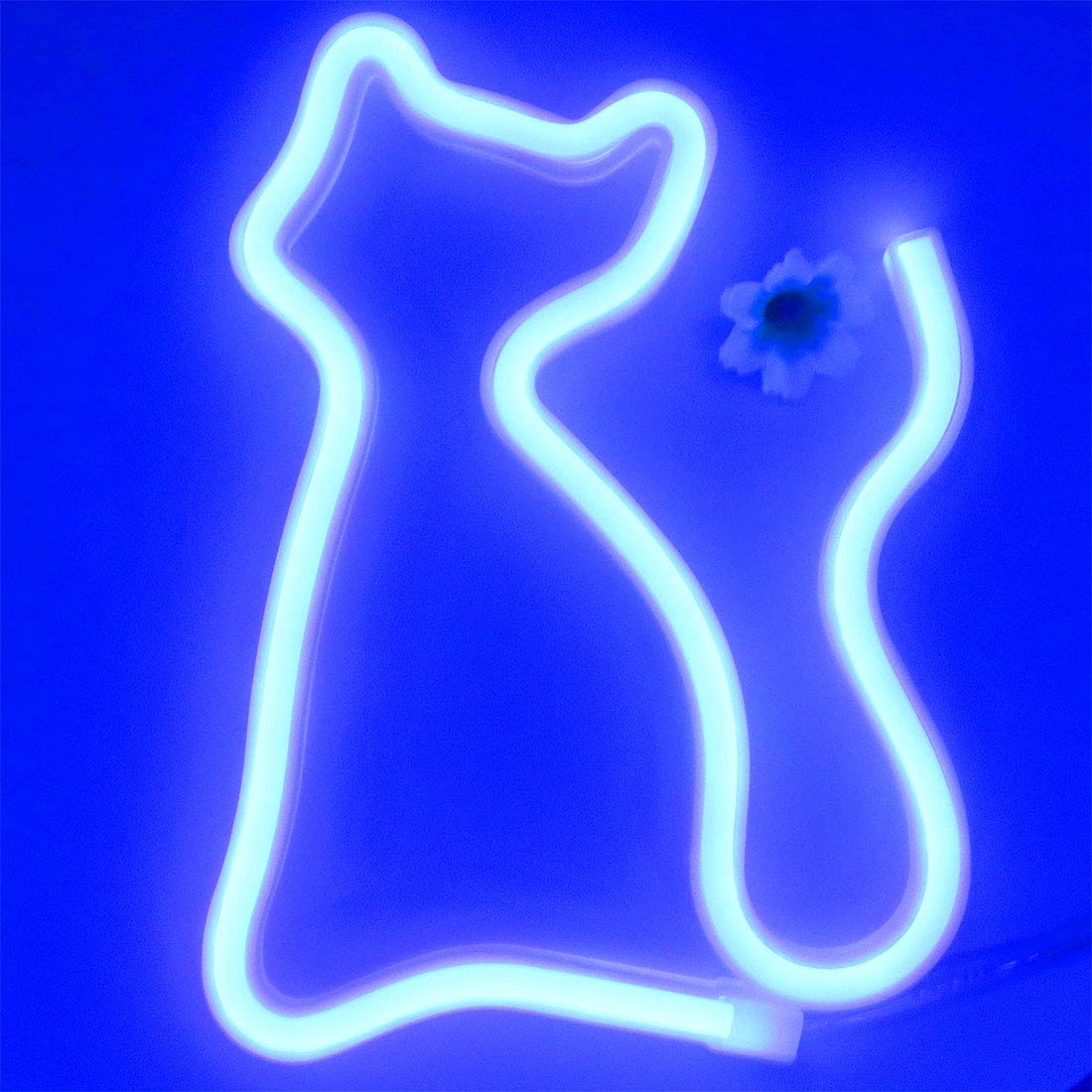 LED Cat Neon Signs Lights Wall Decor,Battery or USB Operated for Room,Wall Decor Table LED Neon Light Sign,Decorative for Bar,Christmas,Home Party, Wedding Birthday Kids or Girls Room(Blue Cat)