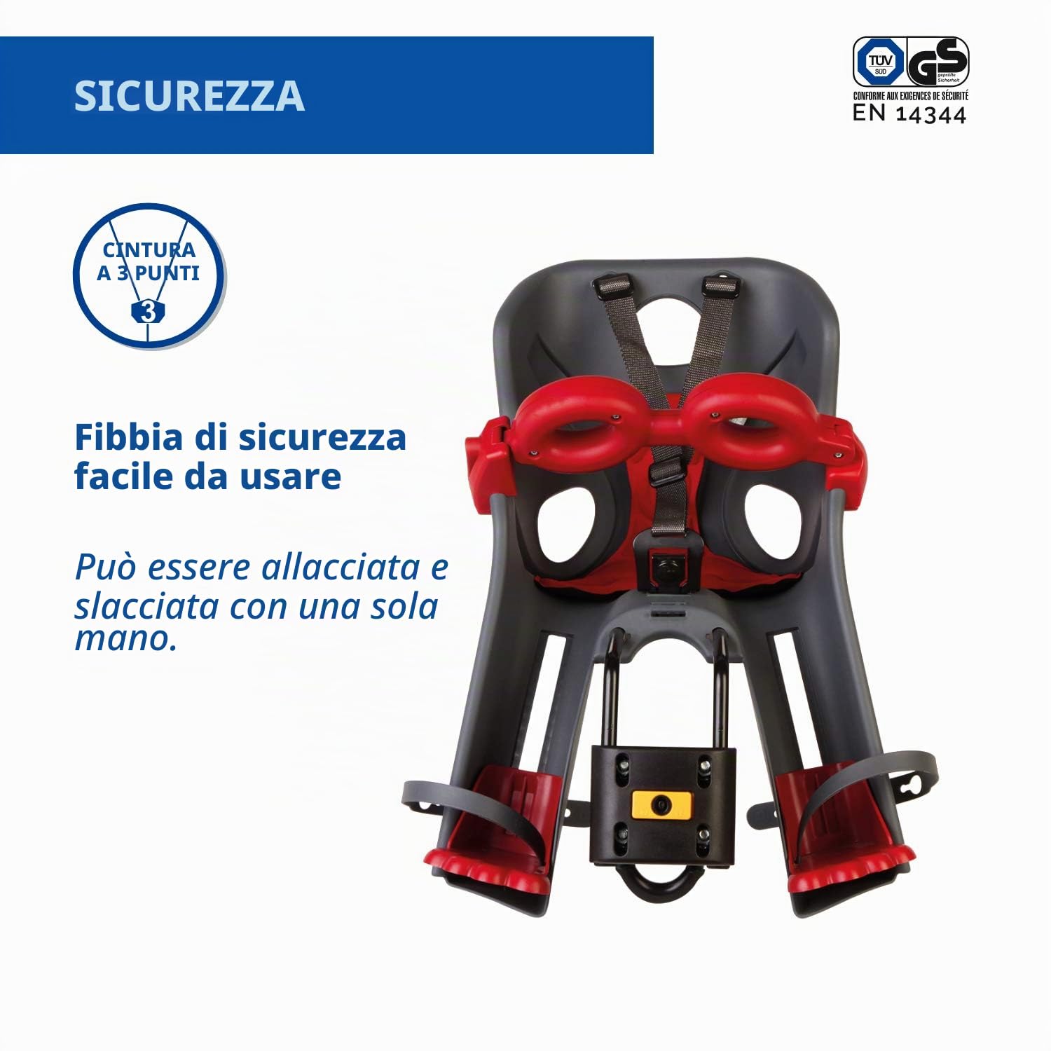 b bellelli Freccia - Seggiolino Bici Anteriore - Attacco B-Fix - Si Fissa al Telaio - dai 9 Mesi ai 3 Anni - Max 15 kg - Colore Dark Grey