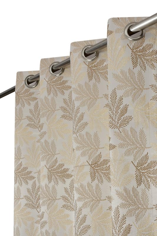 FABREEVA Heavy Jacquard Fabric Luxury Looks Leef Room Darkening Curtains for Extra Long Door 12 Feet, Gold, Pack of 4 Pieces Deal